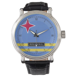 Aangepaste naam Aruba-vlag Horloge