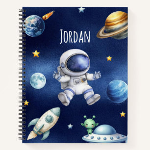 Aangepaste naam astronaut ruimte vliegtuig terug n notitieboek