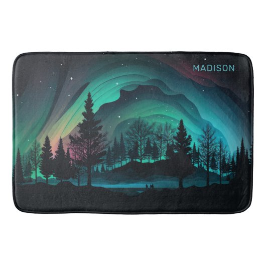 Aangepaste naam Aurora Borealis Illustratie Badmat (Voorkant)