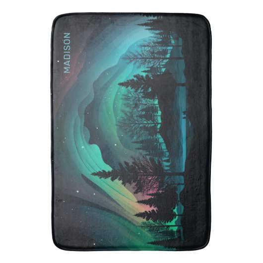 Aangepaste naam Aurora Borealis Illustratie Badmat (Voorkant Verticaal)
