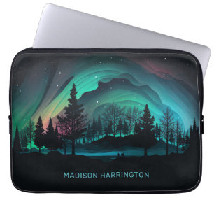 Aangepaste naam Aurora Borealis Illustratie Laptop Sleeve