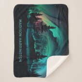 Aangepaste naam Aurora Borealis Illustratie Sherpa Deken (Voorkant)