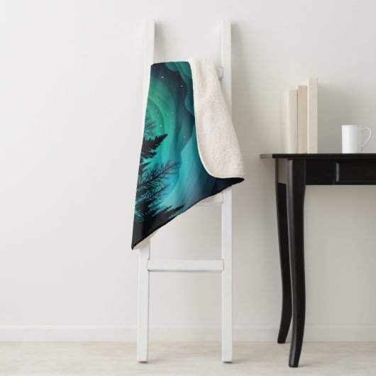 Aangepaste naam Aurora Borealis Illustratie Sherpa Deken (In situ)