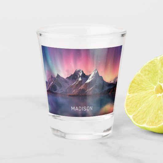 Aangepaste naam Aurora Borealis Shot Glas (Voorkant)