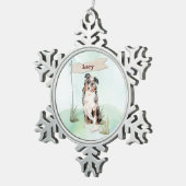 Aangepaste naam Australian Shepherd Huishond Tin Sneeuwvlok Ornament (Rechts)