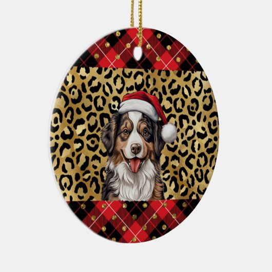 Aangepaste naam Australische Herder hond Santa hat Keramisch Ornament (Rechts)