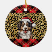 Aangepaste naam Australische Herder hond Santa hat Keramisch Ornament (Voorkant)