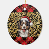 Aangepaste naam Australische Herder hond Santa hat Keramisch Ornament (Links)