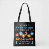 Aangepaste naam Autism Halloween Snoep Canvas tas (Voorkant)