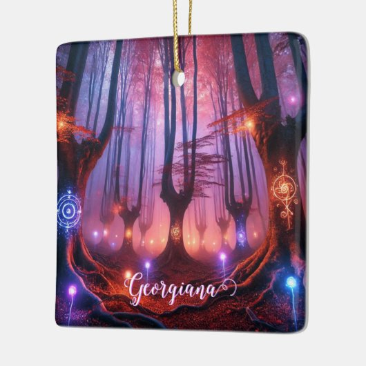 Aangepaste naam Autumnal Enchanted Whimsigoth Fore Keramisch Ornament (Links)