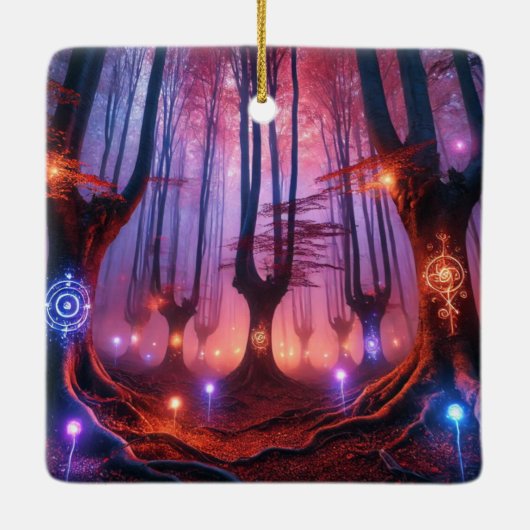 Aangepaste naam Autumnal Enchanted Whimsigoth Fore Keramisch Ornament (Achterkant)