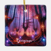 Aangepaste naam Autumnal Enchanted Whimsigoth Fore Keramisch Ornament (Voorkant)