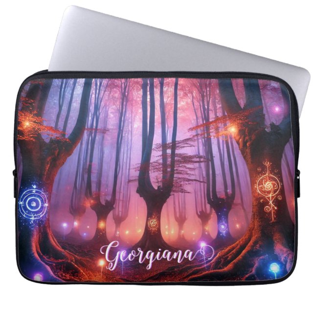 Aangepaste naam Autumnal Enchanted Whimsigoth Fore Laptop Sleeve (Voorkant)