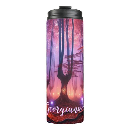 Aangepaste naam Autumnal Enchanted Whimsigoth Fore Thermosbeker (Voorkant)