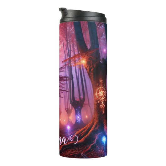 Aangepaste naam Autumnal Enchanted Whimsigoth Fore Thermosbeker (Geroteerd rechts)