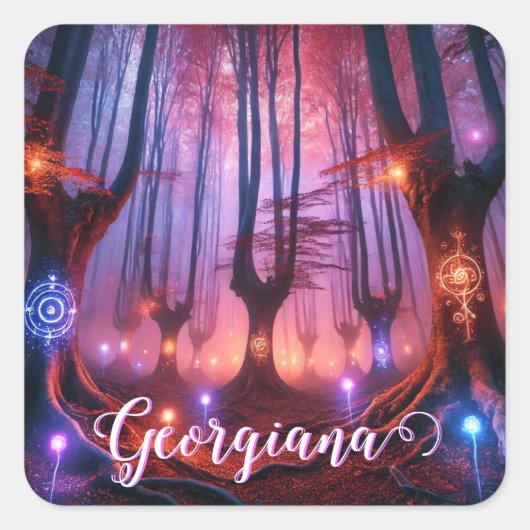 Aangepaste naam Autumnal Enchanted Whimsigoth Fore Vierkante Sticker (Voorkant)