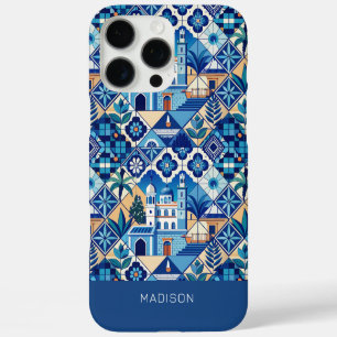 Aangepaste naam Azulejo Tegels Pattern iPhone 16 Pro Max Hoesje