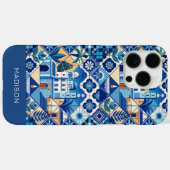 Aangepaste naam Azulejo Tegels Pattern Case-Mate iPhone Case (Achterkant (horizontaal))