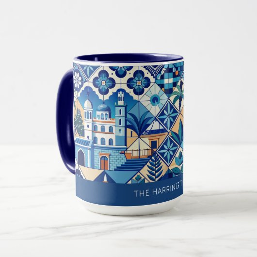Aangepaste naam Azulejo Tegels Pattern Mok (Voorkant links)