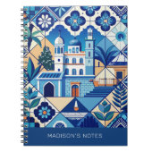Aangepaste naam Azulejo Tegels Pattern Notitieboek (Voorkant)