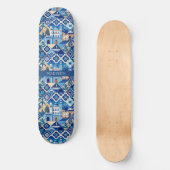 Aangepaste naam Azulejo Tegels Pattern Persoonlijk Skateboard (Voorkant)