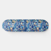 Aangepaste naam Azulejo Tegels Pattern Persoonlijk Skateboard (Horizontaal)