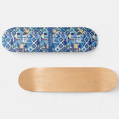 Aangepaste naam Azulejo Tegels Pattern Persoonlijk Skateboard (Horizontaal)