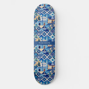 Aangepaste naam Azulejo Tegels Pattern Persoonlijk Skateboard