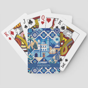 Aangepaste naam Azulejo Tegels Pattern Pokerkaarten