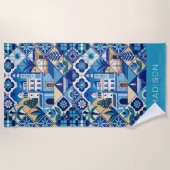 Aangepaste naam Azulejo Tegels Pattern Strandlaken (Voorkant)