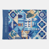 Aangepaste naam Azulejo Tegels Pattern Theedoek (Horizontaal)