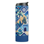 Aangepaste naam Azulejo Tegels Pattern Thermosbeker (Gedraaid links)