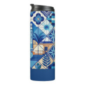 Aangepaste naam Azulejo Tegels Pattern Thermosbeker (Geroteerd rechts)