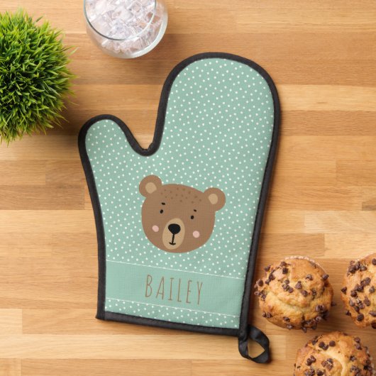 Aangepaste naam Baby Beer schattig kinder Ovenwant (Top down)