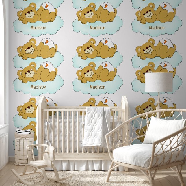 Aangepaste naam Baby Beer Teddy Behang (Kinderen)