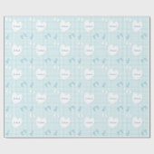 Aangepaste naam Baby Boy Heart Gingham Paper Cadeaupapier (Vlak)