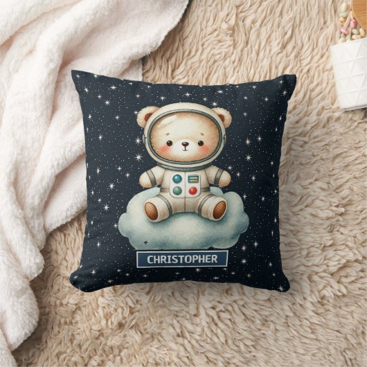 Aangepaste naam Baby Boy Pillow Astronaut Teddy Be Kussen (Deken)