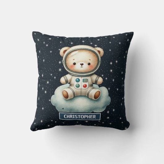 Aangepaste naam Baby Boy Pillow Astronaut Teddy Be Kussen (Achterkant)