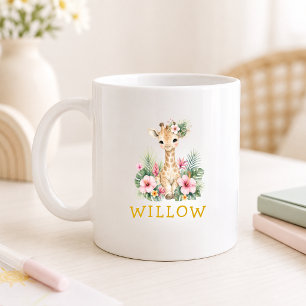 Aangepaste naam baby giraffe safari jungle koffiemok