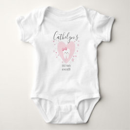 Aangepaste naam Baby Girl First Tooth Outfit Romper