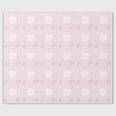 Aangepaste naam Baby Girl Heart Gingham Paper Cadeaupapier (Vlak)