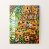 Aangepaste naam baby jungle dieren legpuzzel (Verticaal)