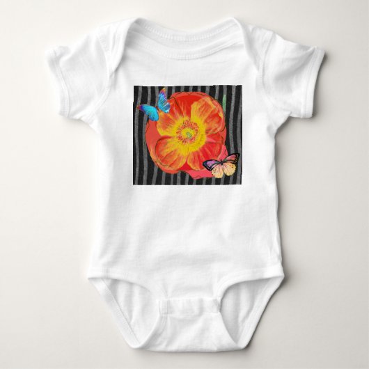 Aangepaste naam baby katoenen body rode klaproos romper (Voorkant)