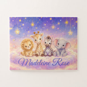 Aangepaste naam Baby Leeuw Giraffe Zebra en Olifan Legpuzzel