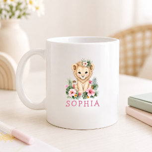 Aangepaste Naam Baby Leeuw Safari Jungle Koffiemok