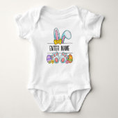 Aangepaste Naam Baby Meisje Bunny Monogram Romper (Voorkant)