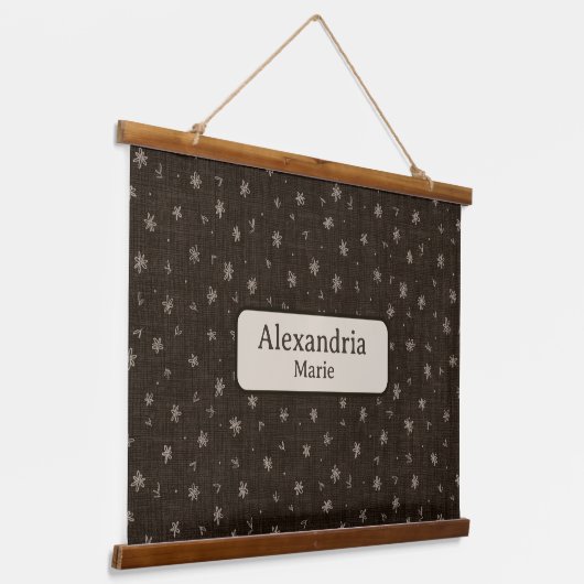 Aangepaste naam Baby Moody Country Brown Nursery D Hangend Wandkleed (Gebogen)