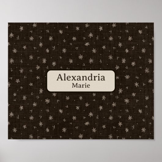 Aangepaste naam baby Moody Country bruine kinderka Poster (Voorkant)