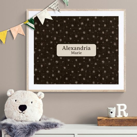 Aangepaste naam baby Moody landelijk bruin kinderk Poster