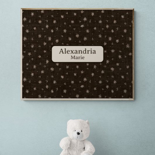 Aangepaste naam baby Moody landelijk bruin kinderk Poster